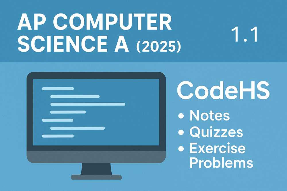 New Video Release: AP Computer Science A – CodeHS 1.1 (2025 Revisions – Cortado) Overview