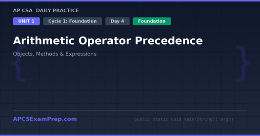 AP CSA Unit 1 Day 4: Arithmetic Operator Precedence - Daily Practice Question