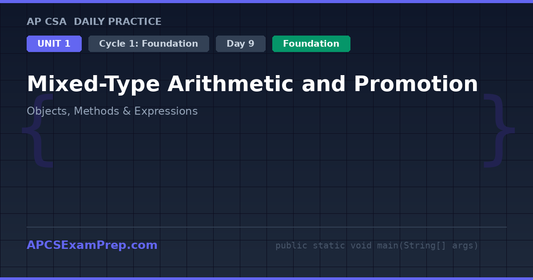 AP CSA Unit 1 Day 9: Mixed-Type Arithmetic and Promotion - Daily Practice Question