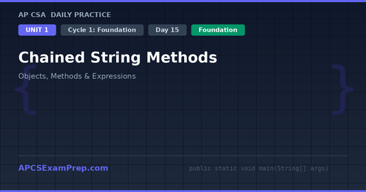 AP CSA Unit 1 Day 15: Chained String Methods - Daily Practice Question