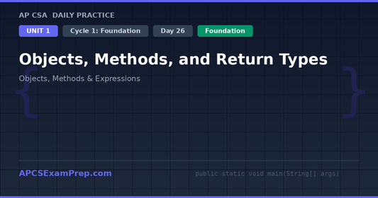 AP CSA Unit 1 Day 26: Objects, Methods, and Return Types - Daily Practice Question