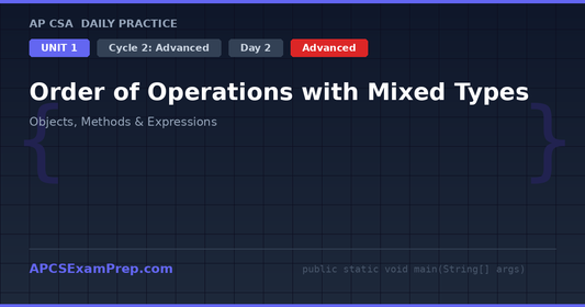 AP CSA Unit 1 Day 2: Order of Operations with Mixed Types - Daily Practice Question