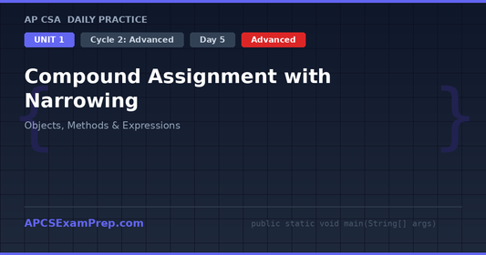 AP CSA Unit 1 Day 5: Compound Assignment with Narrowing - Daily Practice Question