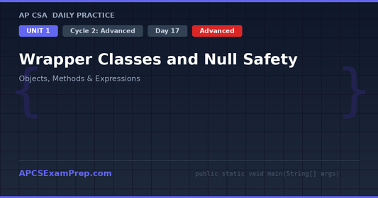 AP CSA Unit 1 Day 17: Wrapper Classes and Null Safety - Daily Practice Question