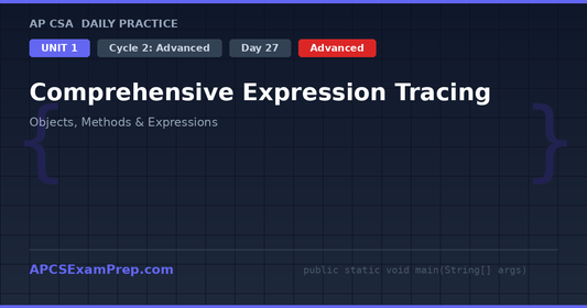 AP CSA Unit 1 Day 27: Comprehensive Expression Tracing - Daily Practice Question