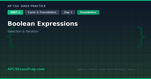 AP CSA Unit 2 Day 1: Boolean Expressions - Daily Practice Question