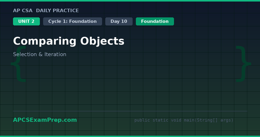 AP CSA Unit 2 Day 10: Comparing Objects - Daily Practice Question