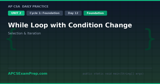 AP CSA Unit 2 Day 12: While Loop with Condition Change - Daily Practice Question