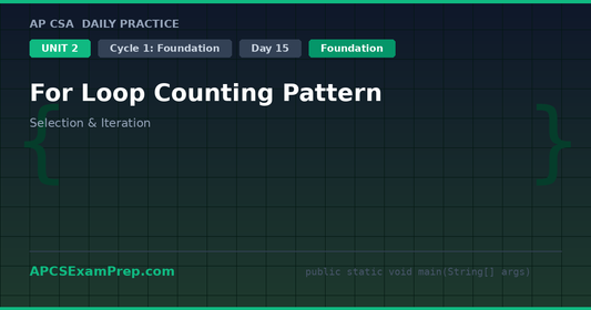 AP CSA Unit 2 Day 15: For Loop Counting Pattern - Daily Practice Question