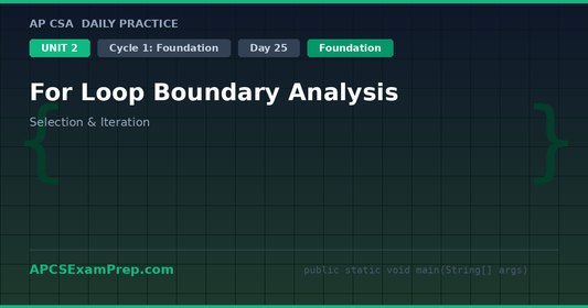 AP CSA Unit 2 Day 25: For Loop Boundary Analysis - Daily Practice Question