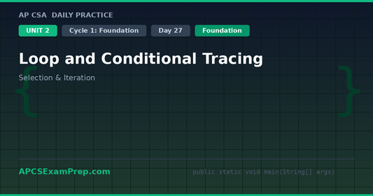 AP CSA Unit 2 Day 27: Loop and Conditional Tracing - Daily Practice Question