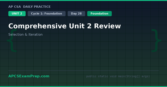 AP CSA Unit 2 Day 28: Comprehensive Unit 2 Review - Daily Practice Question