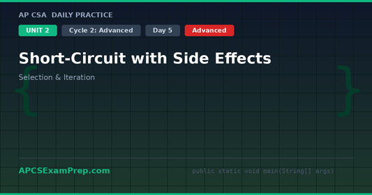 AP CSA Unit 2 Day 5: Short-Circuit with Side Effects - Daily Practice Question