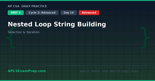 AP CSA Unit 2 Day 14: Nested Loop String Building - Daily Practice Question