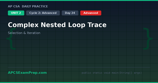 AP CSA Unit 2 Day 24: Complex Nested Loop Trace - Daily Practice Question
