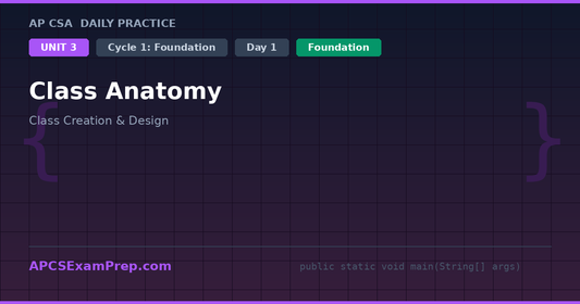 AP CSA Unit 3 Day 1: Class Anatomy - Daily Practice Question