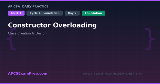 AP CSA Unit 3 Day 2: Constructor Overloading - Daily Practice Question