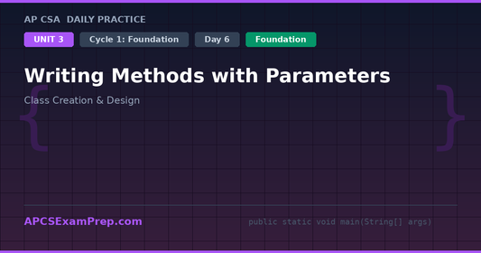 AP CSA Unit 3 Day 6: Writing Methods with Parameters - Daily Practice Question