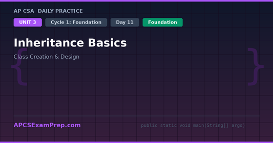 AP CSA Unit 3 Day 11: Inheritance Basics - Daily Practice Question