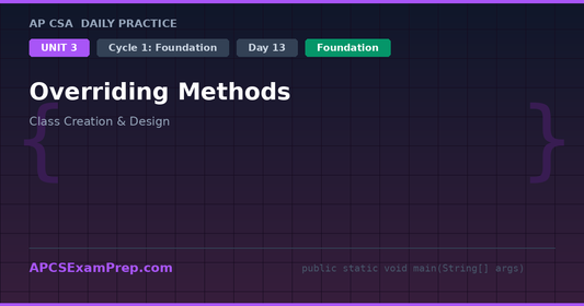 AP CSA Unit 3 Day 13: Overriding Methods - Daily Practice Question