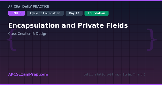 AP CSA Unit 3 Day 17: Encapsulation and Private Fields - Daily Practice Question
