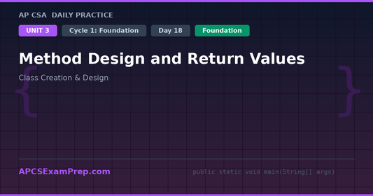 AP CSA Unit 3 Day 18: Method Design and Return Values - Daily Practice Question