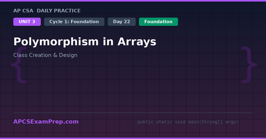 AP CSA Unit 3 Day 22: Polymorphism in Arrays - Daily Practice Question