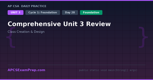 AP CSA Unit 3 Day 28: Comprehensive Unit 3 Review - Daily Practice Question