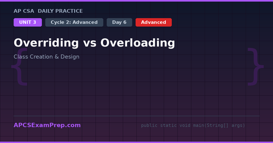 AP CSA Unit 3 Day 6: Overriding vs Overloading - Daily Practice Question