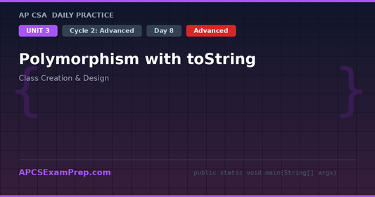 AP CSA Unit 3 Day 8: Polymorphism with toString - Daily Practice Question