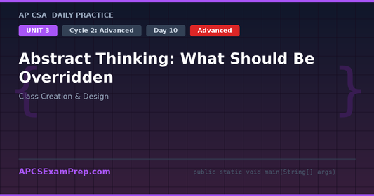 AP CSA Unit 3 Day 10: Abstract Thinking: What Should Be Overridden - Daily Practice Question
