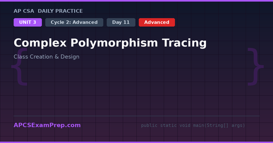 AP CSA Unit 3 Day 11: Complex Polymorphism Tracing - Daily Practice Question