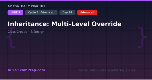 AP CSA Unit 3 Day 14: Inheritance: Multi-Level Override - Daily Practice Question