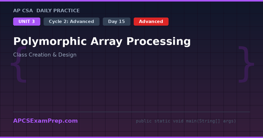 AP CSA Unit 3 Day 15: Polymorphic Array Processing - Daily Practice Question
