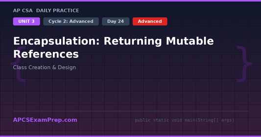 AP CSA Unit 3 Day 24: Encapsulation: Returning Mutable References - Daily Practice Question