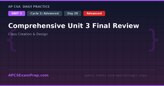AP CSA Unit 3 Day 28: Comprehensive Unit 3 Final Review - Daily Practice Question