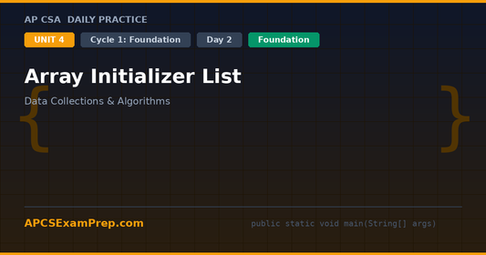 AP CSA Unit 4 Day 2: Array Initializer List - Daily Practice Question