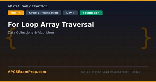 AP CSA Unit 4 Day 4: For Loop Array Traversal - Daily Practice Question