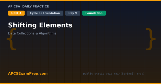 AP CSA Unit 4 Day 9: Shifting Elements - Daily Practice Question