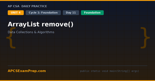 AP CSA Unit 4 Day 11: ArrayList remove() - Daily Practice Question