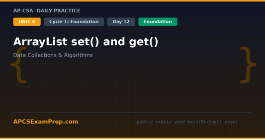 AP CSA Unit 4 Day 12: ArrayList set() and get() - Daily Practice Question