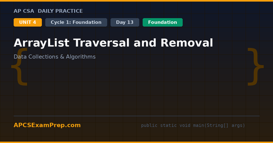 AP CSA Unit 4 Day 13: ArrayList Traversal and Removal - Daily Practice Question