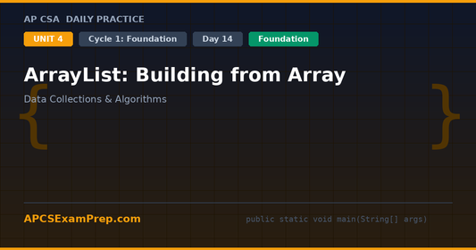 AP CSA Unit 4 Day 14: ArrayList: Building from Array - Daily Practice Question