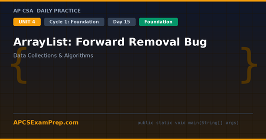 AP CSA Unit 4 Day 15: ArrayList: Forward Removal Bug - Daily Practice Question