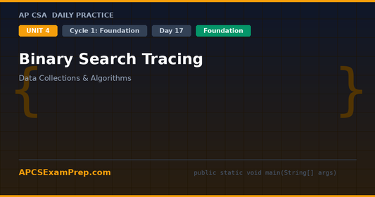 AP CSA Unit 4 Day 17: Binary Search Tracing - Daily Practice Question