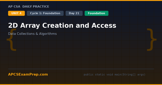 AP CSA Unit 4 Day 21: 2D Array Creation and Access - Daily Practice Question