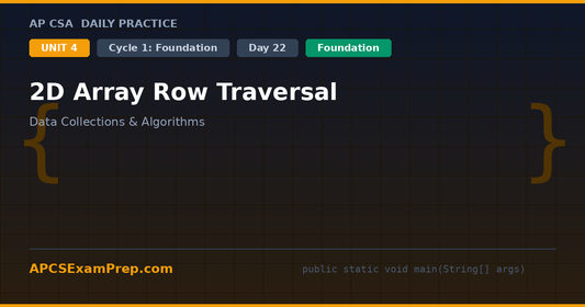 AP CSA Unit 4 Day 22: 2D Array Row Traversal - Daily Practice Question