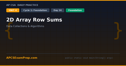 AP CSA Unit 4 Day 24: 2D Array Row Sums - Daily Practice Question