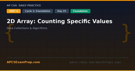AP CSA Unit 4 Day 25: 2D Array: Counting Specific Values - Daily Practice Question
