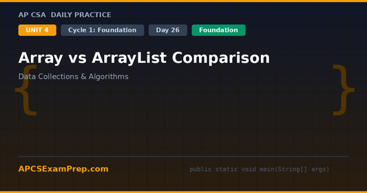 AP CSA Unit 4 Day 26: Array vs ArrayList Comparison - Daily Practice Question